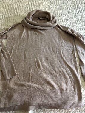 LOFT Taupe Cowl Neck Sweater Classic Sz MP petite Pullover